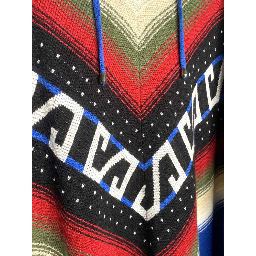 Vintage JR Rappers Knit Poncho ONE SIZE serape Fringe bohemian tribal southwest - Picture 5 of 7